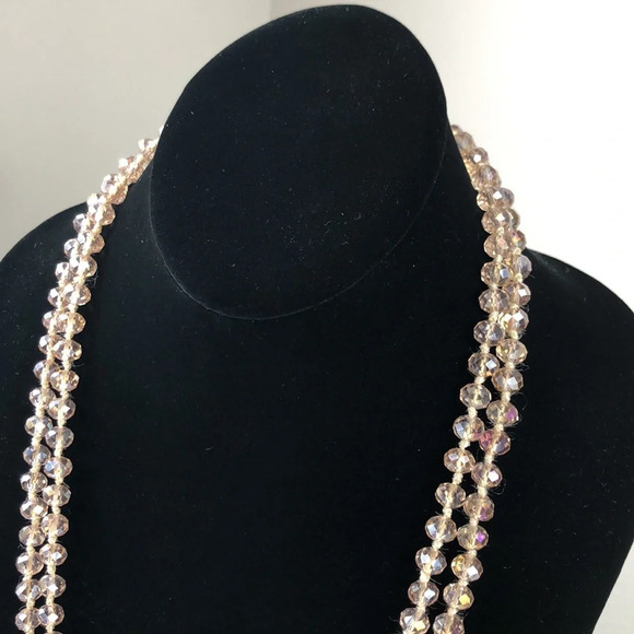 2/$30 Glass Faceted Necklace Aurora Borealis Smoky Sparkle Longline - Picture 5 of 17